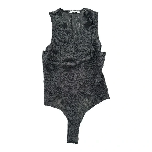 Buckle BKE Black Sleeveless Lace Bodysuit Cutout Sheer Lace V-Neck Size Large - Picture 4 of 14